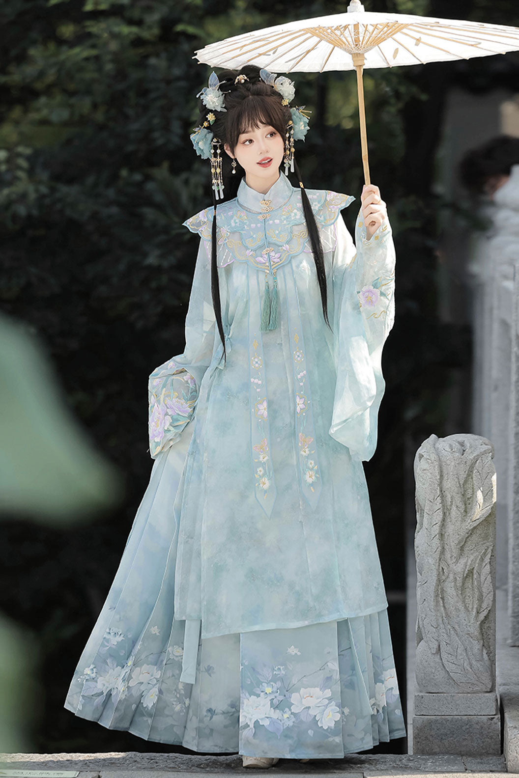 Ming dynasty hanfu mamianqun hanfu dress with cloud collar - yuzhinian 玉指捻