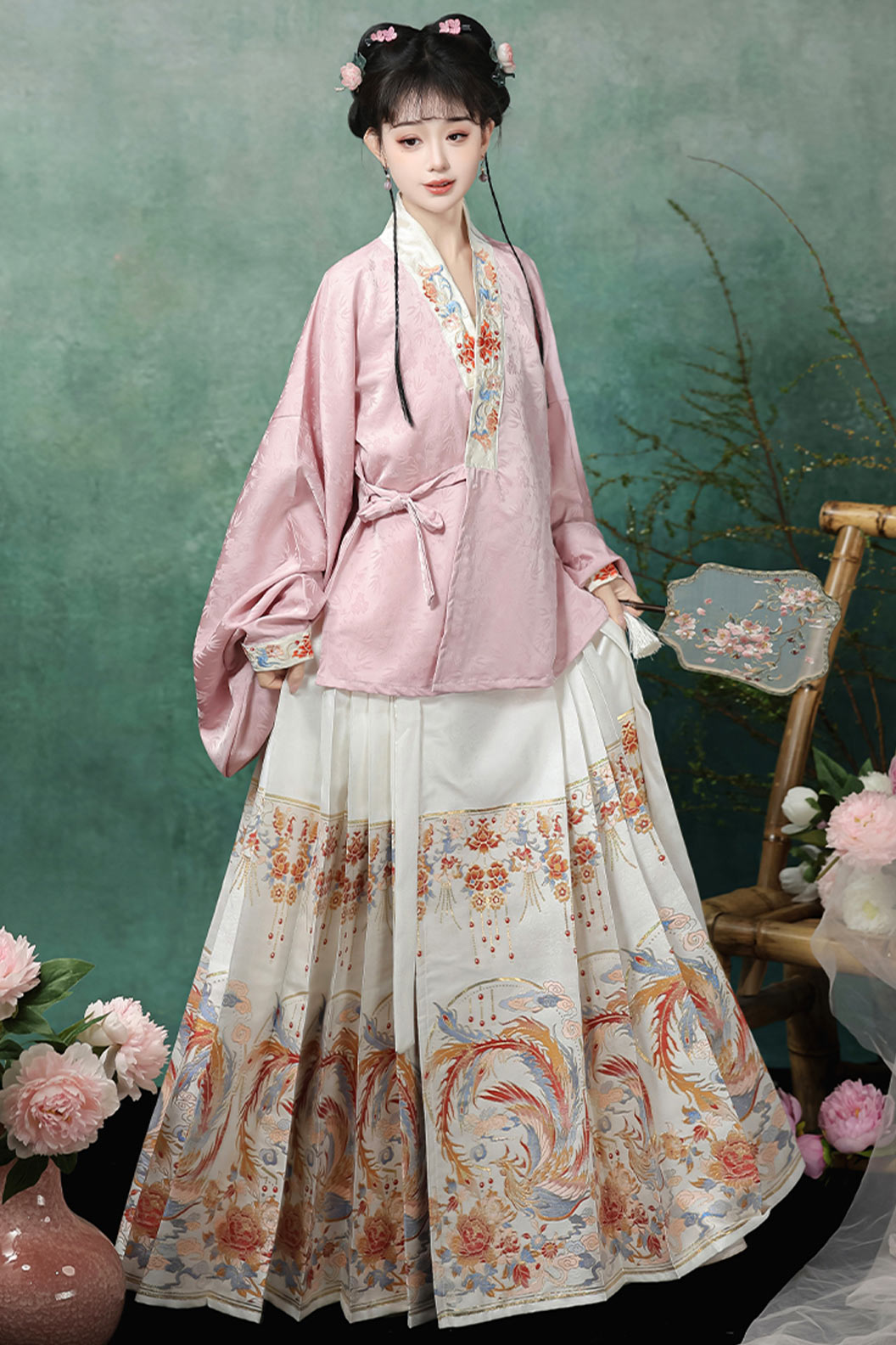Tang Dynasty Multicolor Hanfu Dress Woven Gold Ma Mian Skirt Set for Spring Summer - yanzhuliuhua 研姝流华