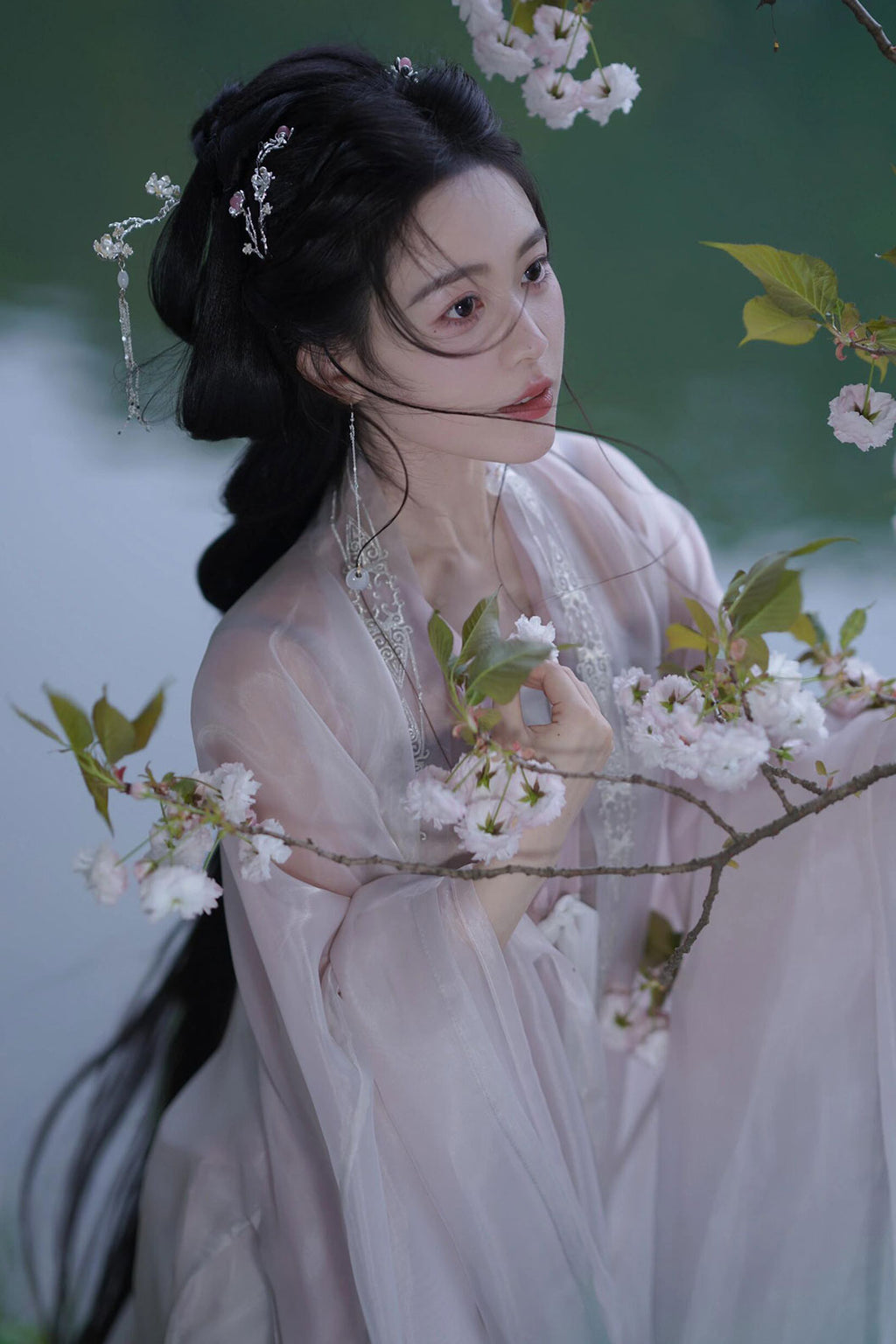 Song dynasty hanfu Cyan Gradient hanfu dress Changshan For Daily Wear - yinyun 茵蕴
