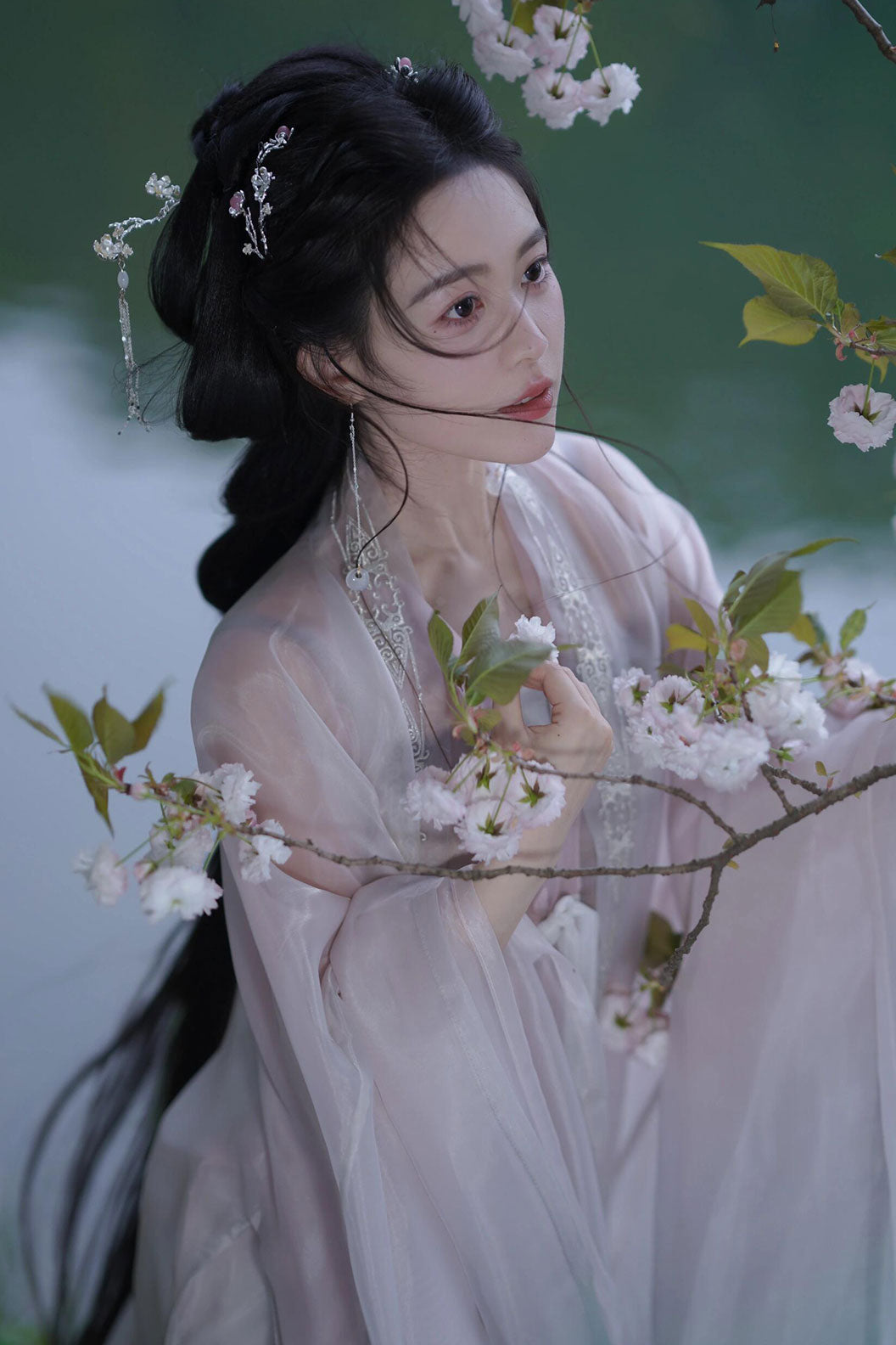 Song dynasty hanfu Cyan Gradient hanfu dress Changshan For Daily Wear - yinyun 茵蕴