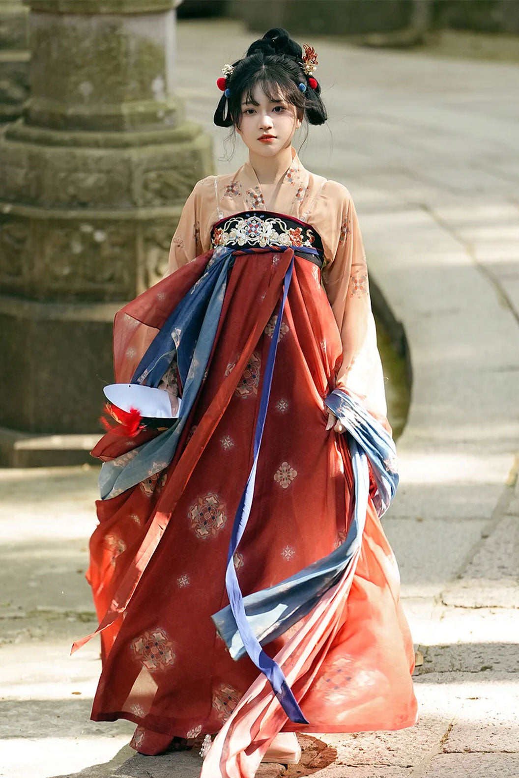 Tang dynasty hanfu with twelve-panel skirt hanfu dress spring - huayinyao 花影摇