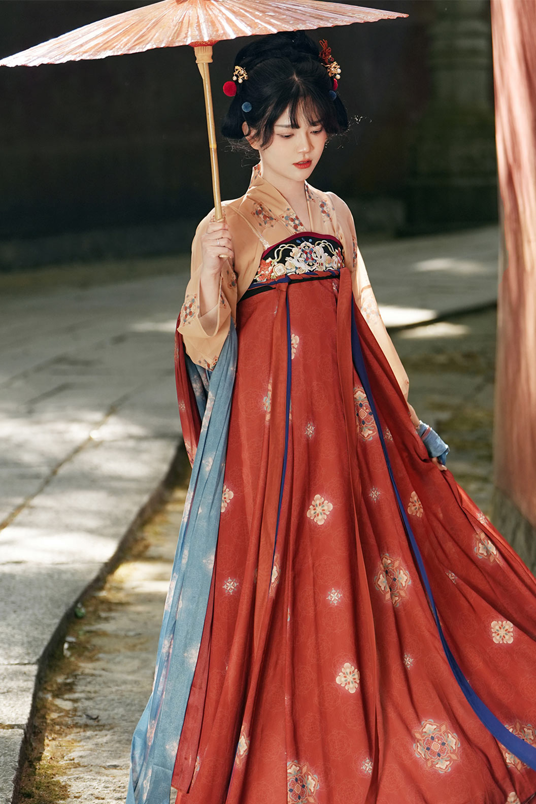 Tang dynasty hanfu with twelve-panel skirt hanfu dress spring - huayinyao 花影摇