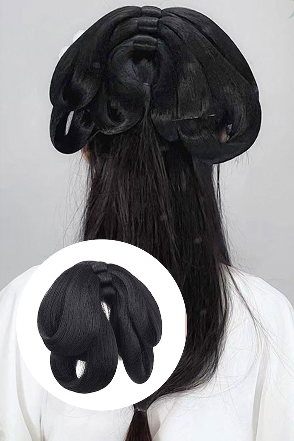 Chinese Hair Bun Wei Jin Dynasty Hanfu Wig For Warring states robe