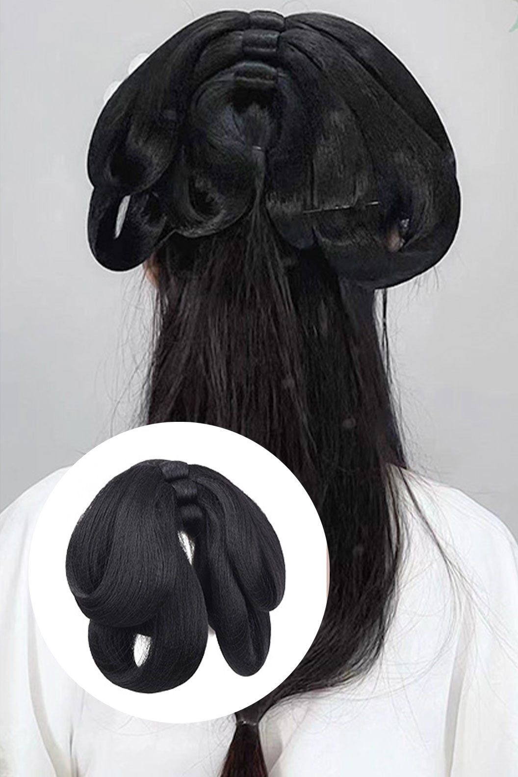 Chinese Hair Bun Wei Jin Dynasty Hanfu Wig For Warring states robe