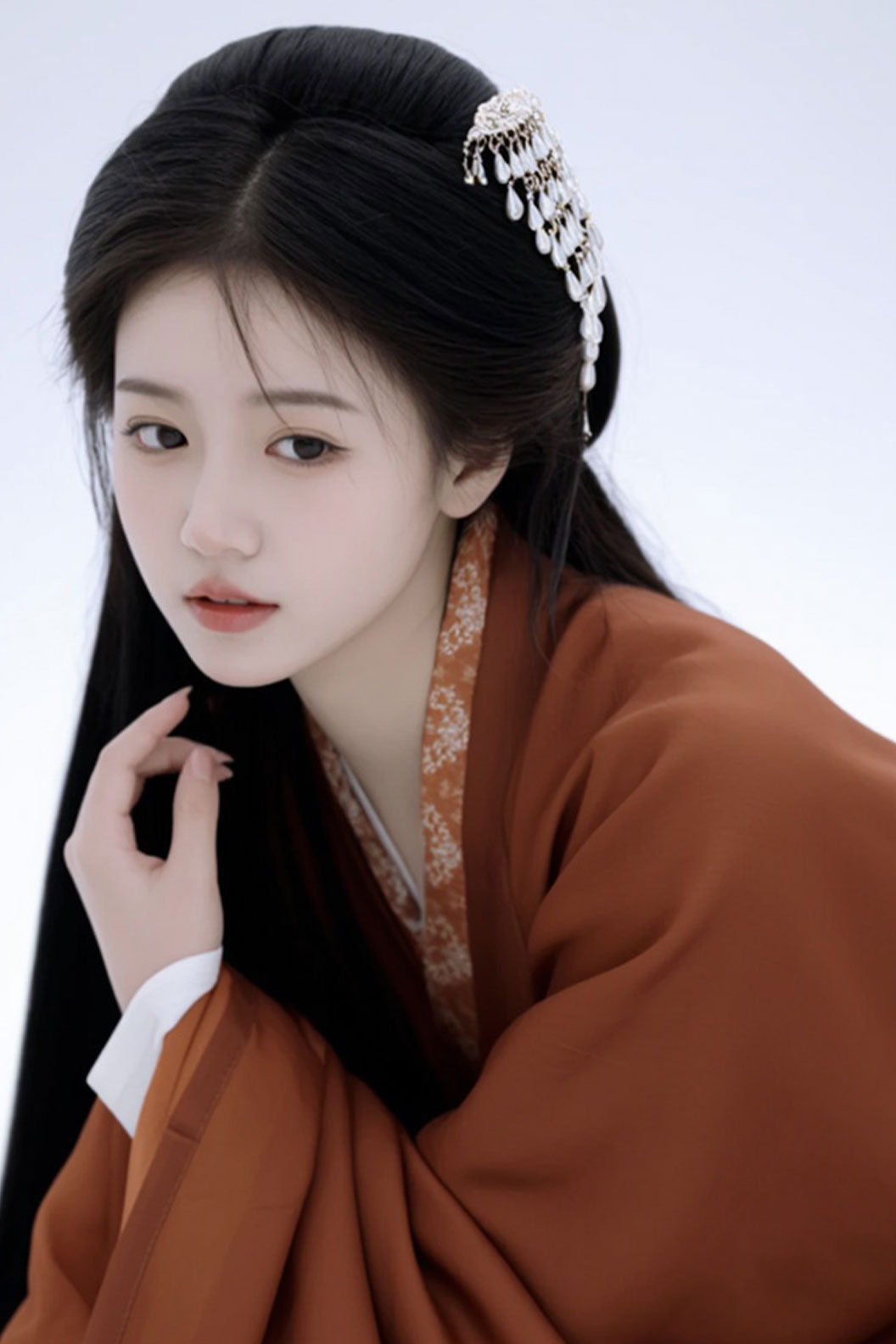 Chinese Hair Bun Wei Jin Dynasty Hanfu Wig For Warring states robe