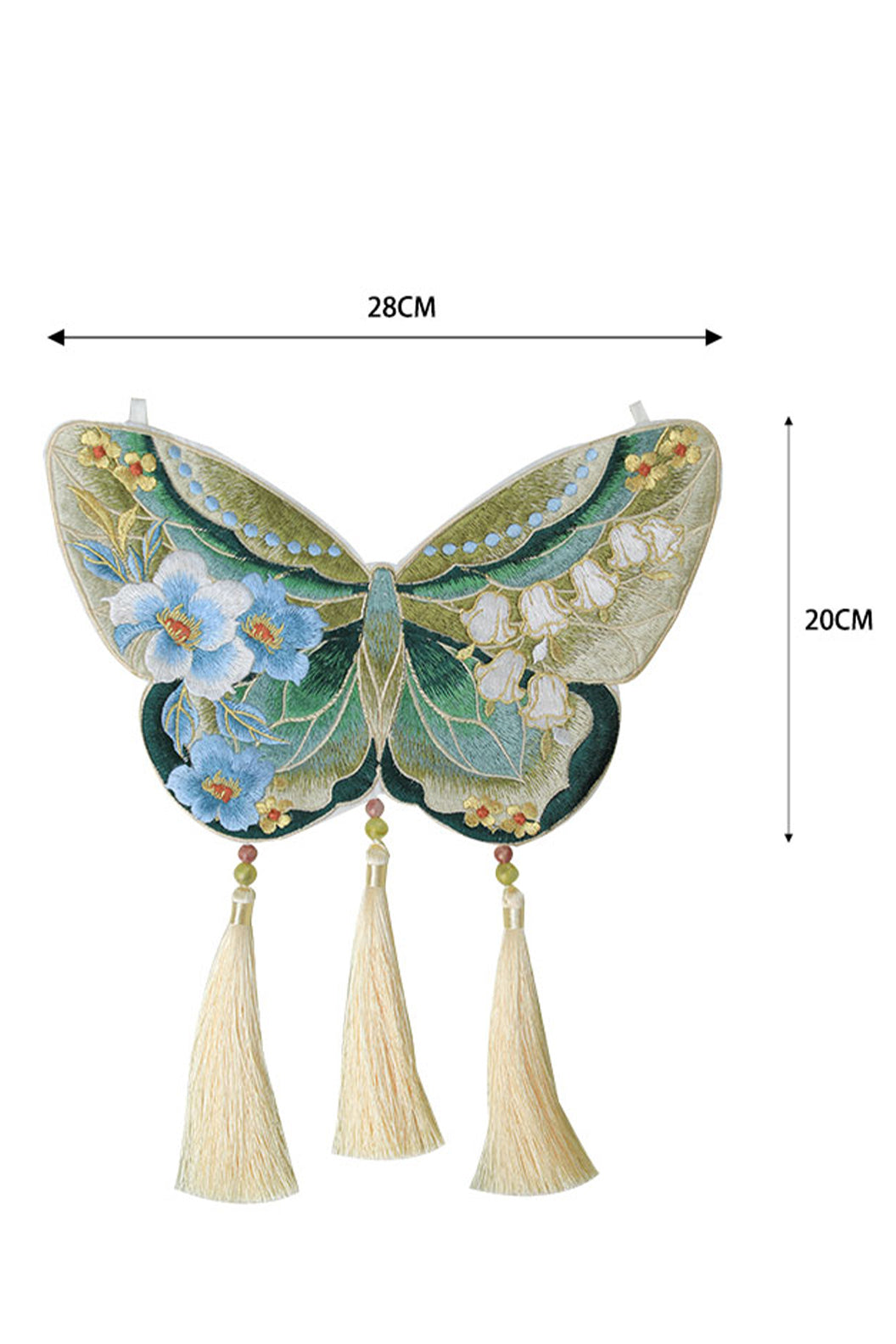Crossbody Bag Green Butterfly Fringes Double-Sided Contrast Color