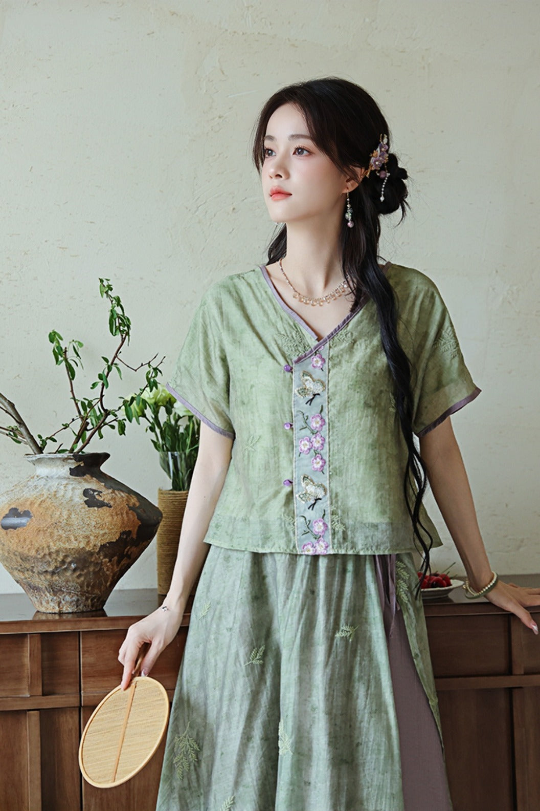 Elegant Green Purple Summer Hanfu Dress - dailvyanzi 黛绿紫烟