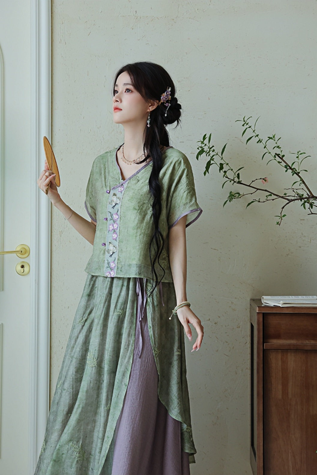 Elegant Green Purple Summer Hanfu Dress - dailvyanzi 黛绿紫烟