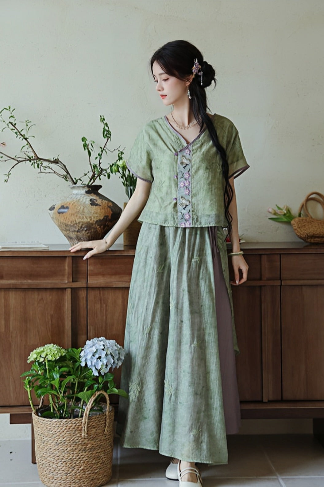 Elegant Green Purple Summer Hanfu Dress - dailvyanzi 黛绿紫烟