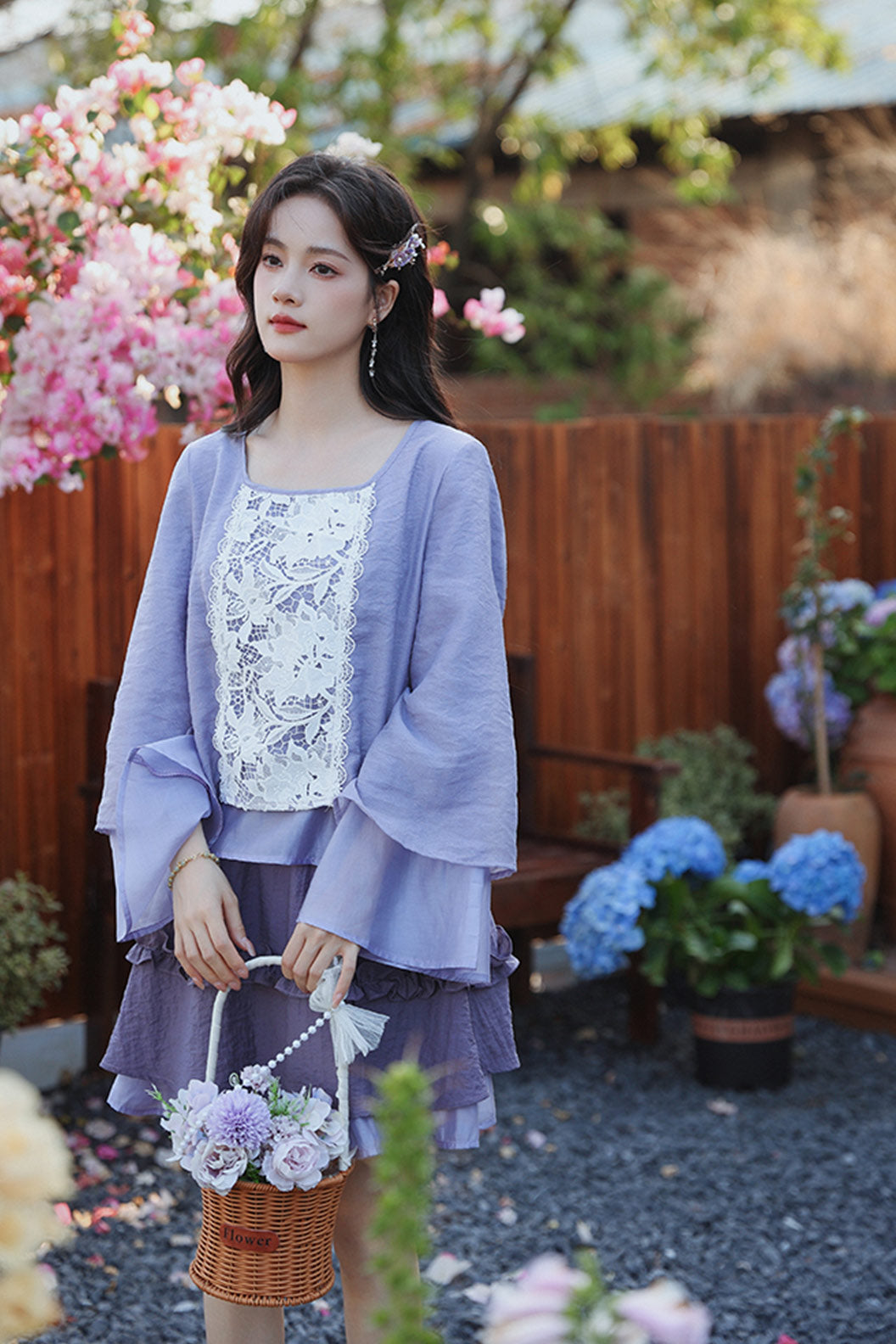 Embroidered Hanfu Purple Inspired Summer Outfit for Girls - tengluomeng 藤萝梦