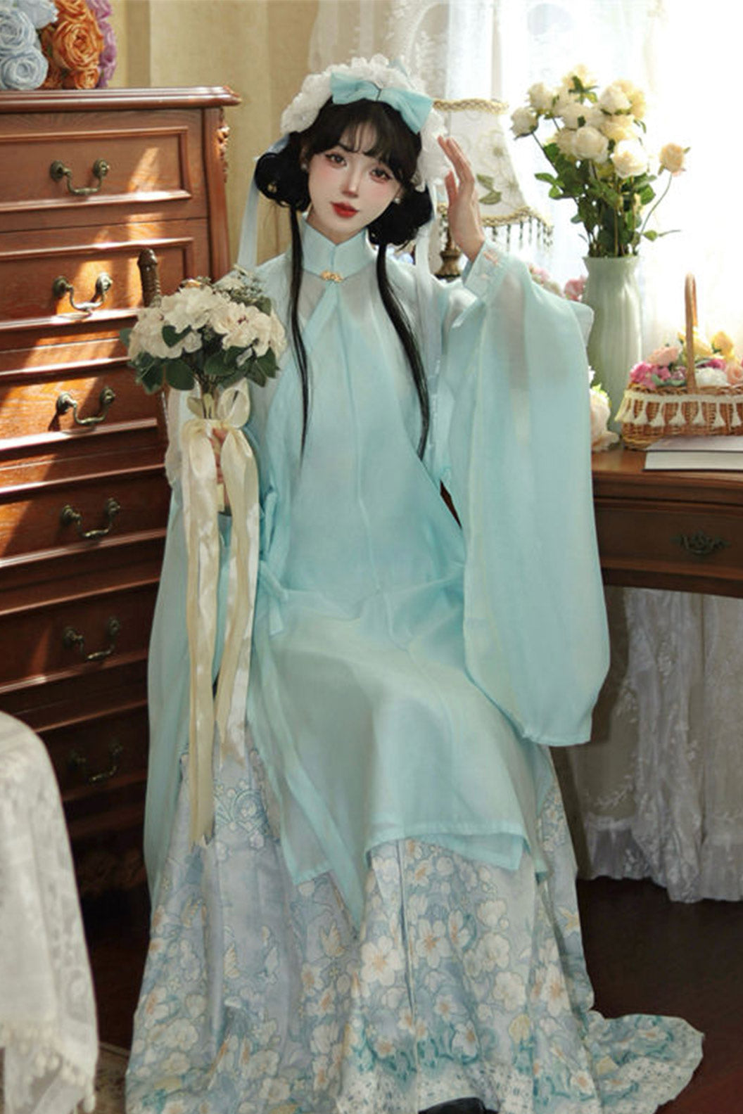 Ming Clothing Long Robe Ma Mian Skirt Hanfu Dress - chunshuizhilan 春水如兰