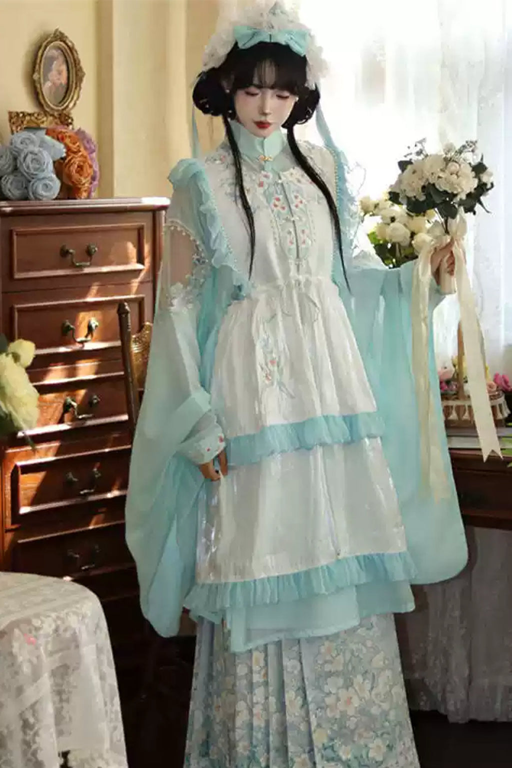 Ming Clothing Long Robe Ma Mian Skirt Hanfu Dress - chunshuizhilan 春水如兰