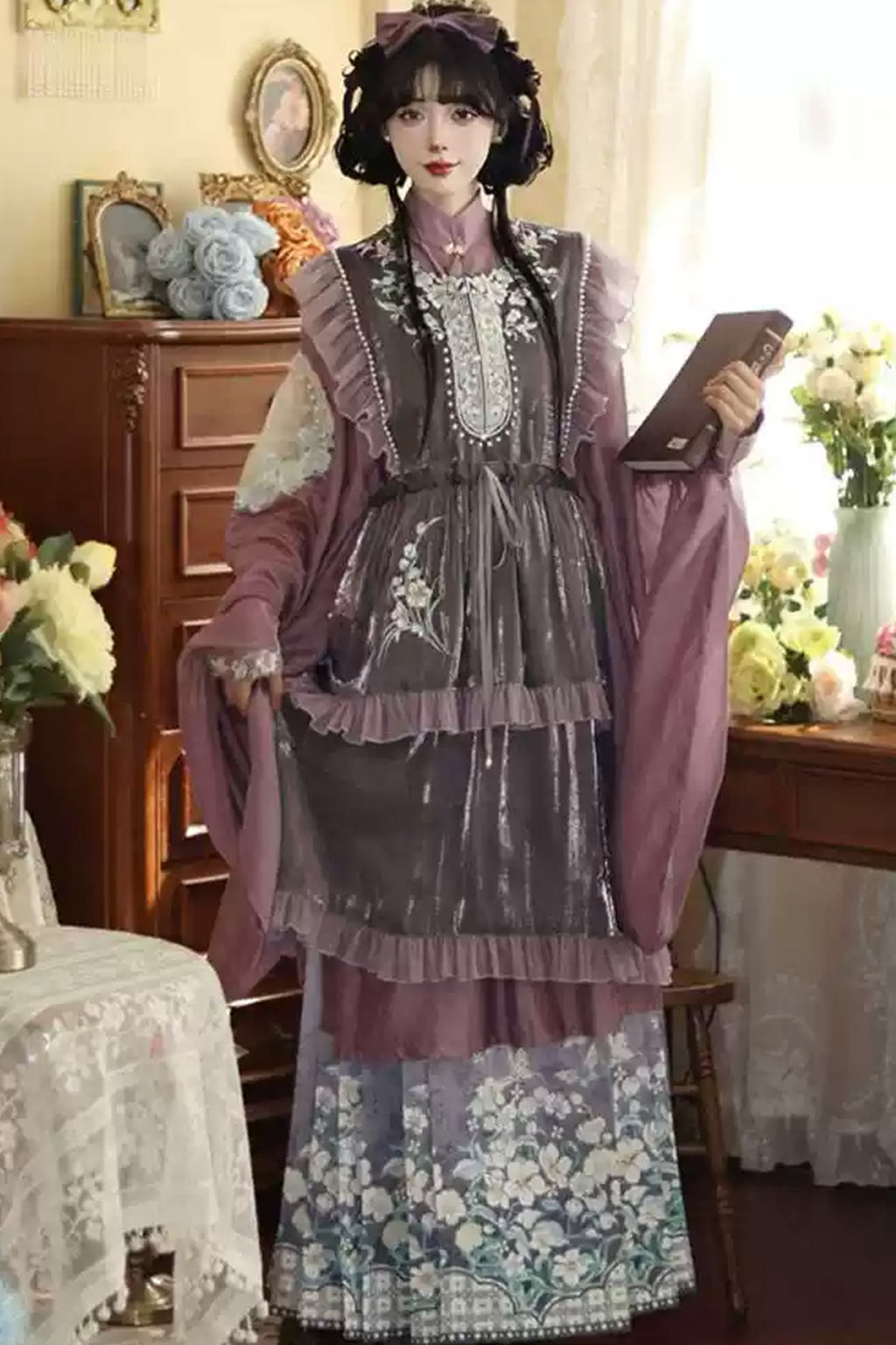 Ming Clothing Long Robe Ma Mian Skirt Hanfu Dress - chunshuizhilan 春水如兰