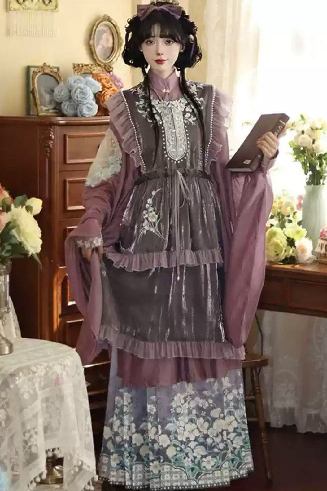 Ming Clothing Long Robe Ma Mian Skirt Hanfu Dress - chunshuizhilan 春水如兰