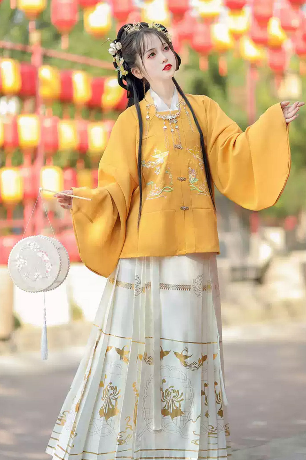 Ming Dynasty Clothing Chinese Style Ma Mian Skirt Hanfu Dress - huaqiu 画秋