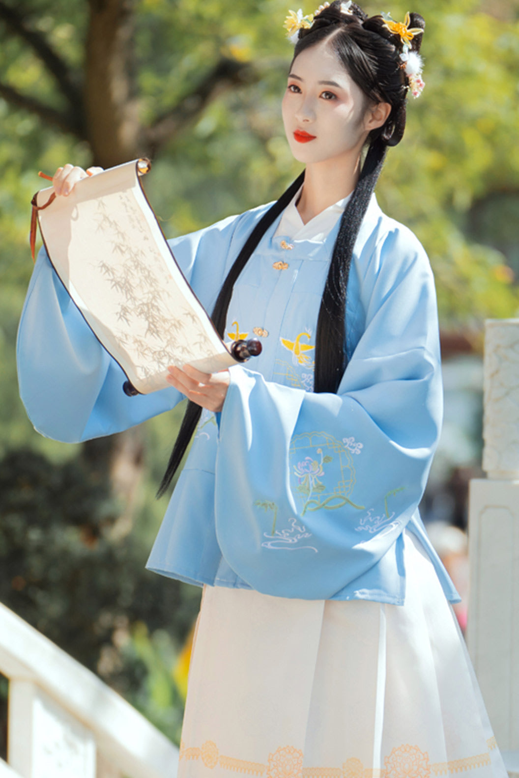 Ming Dynasty Clothing Chinese Style Ma Mian Skirt Hanfu Dress - huaqiu 画秋