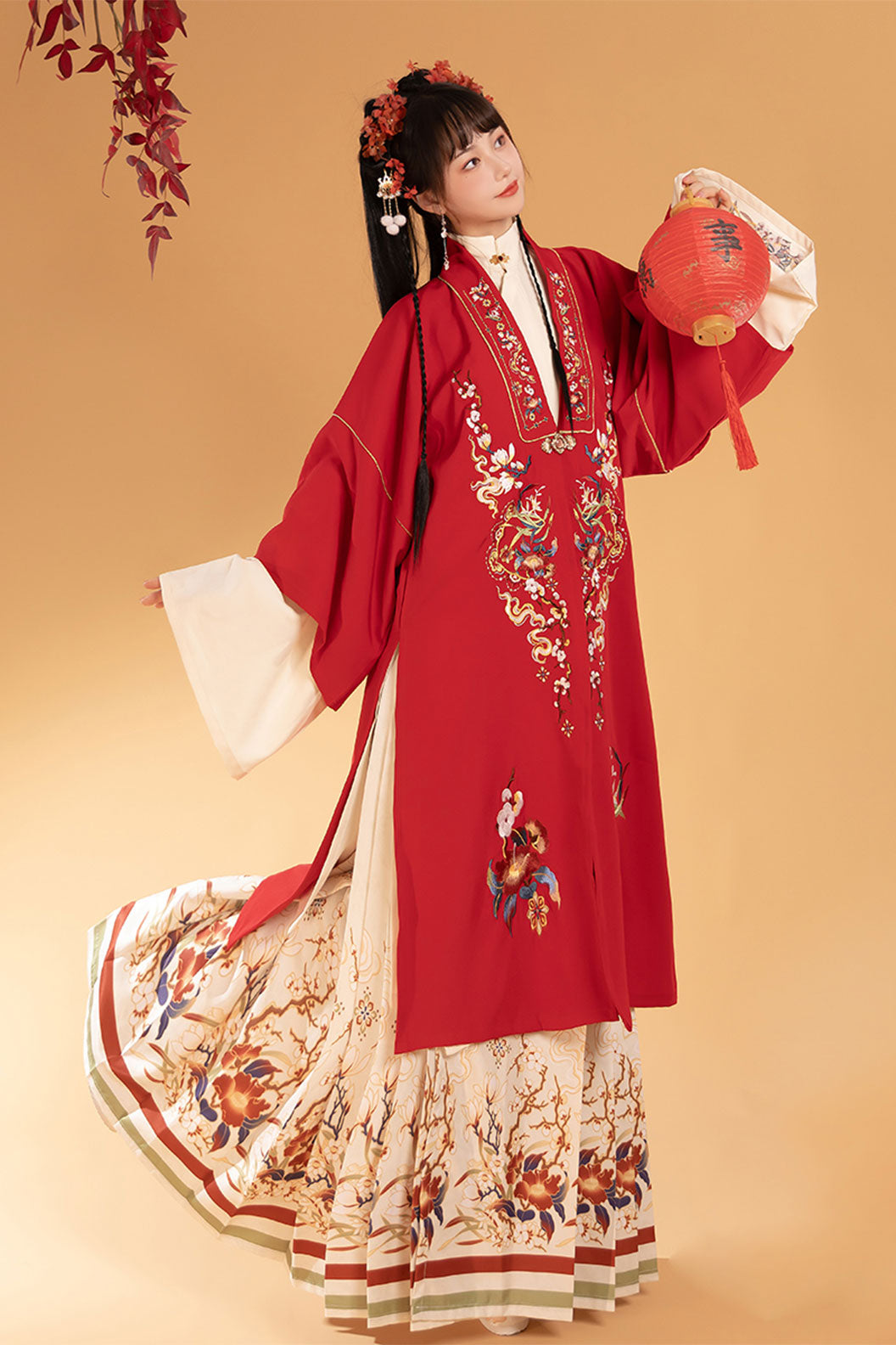 Ming dynasty hanfu long ao robe with mamianqun set hanfu dress for fall and winter - qiongxiaoqun 琼霄裙