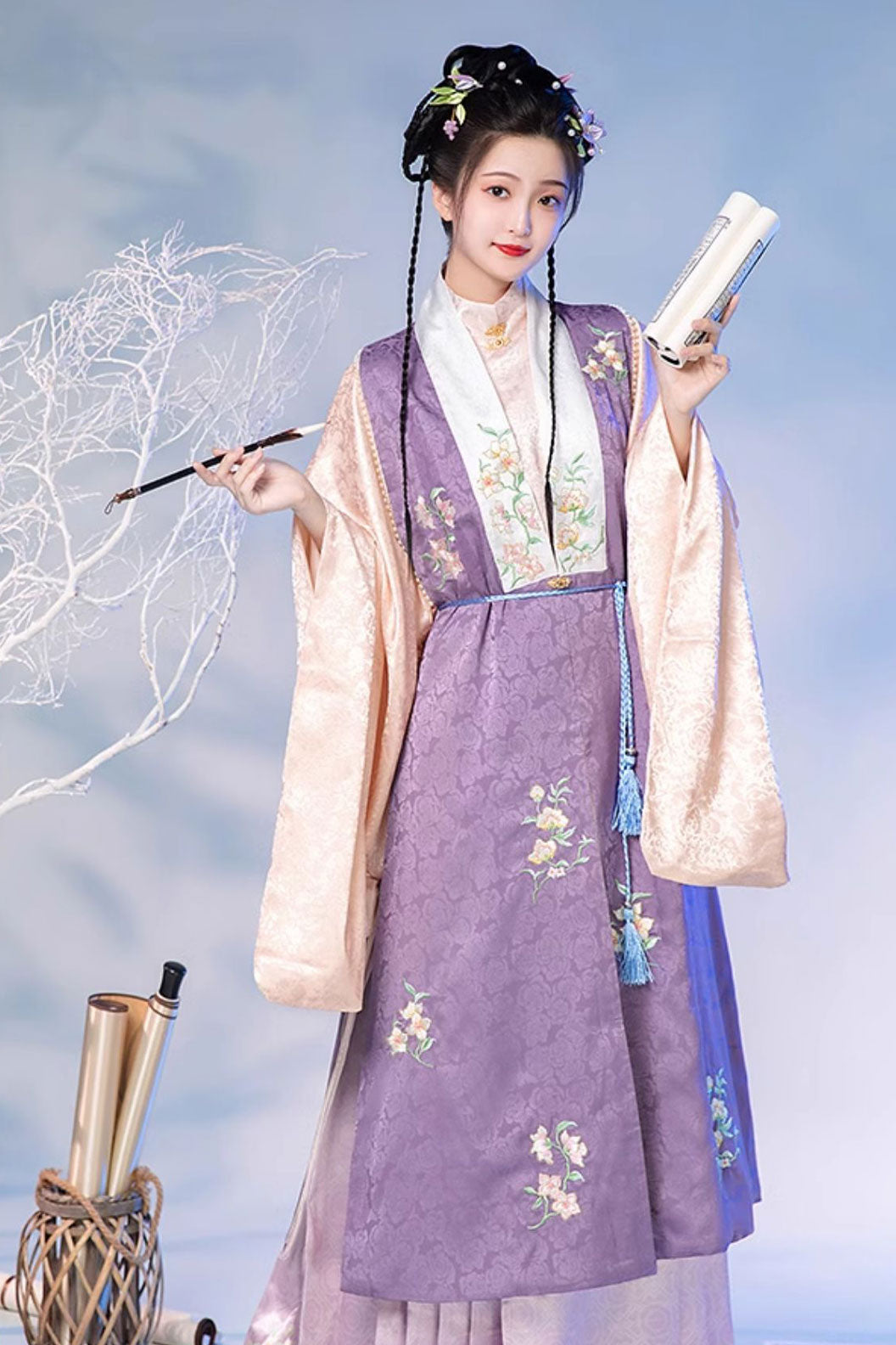Ming dynasty hanfu mamianqun hanfu dress with bijia - yulishang 玉璃裳
