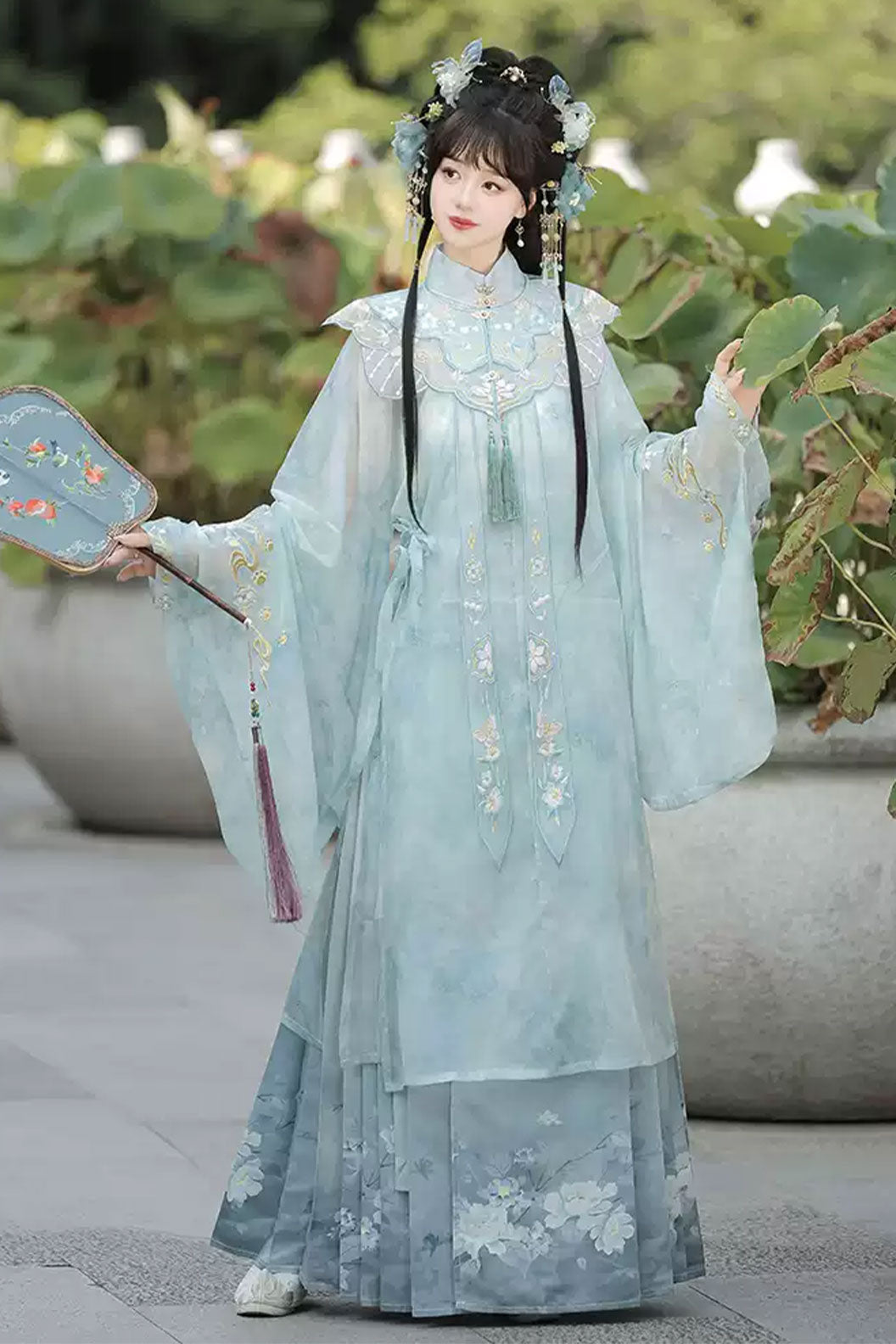 Ming dynasty hanfu mamianqun hanfu dress   with cloud collar - yuzhinian 玉指捻