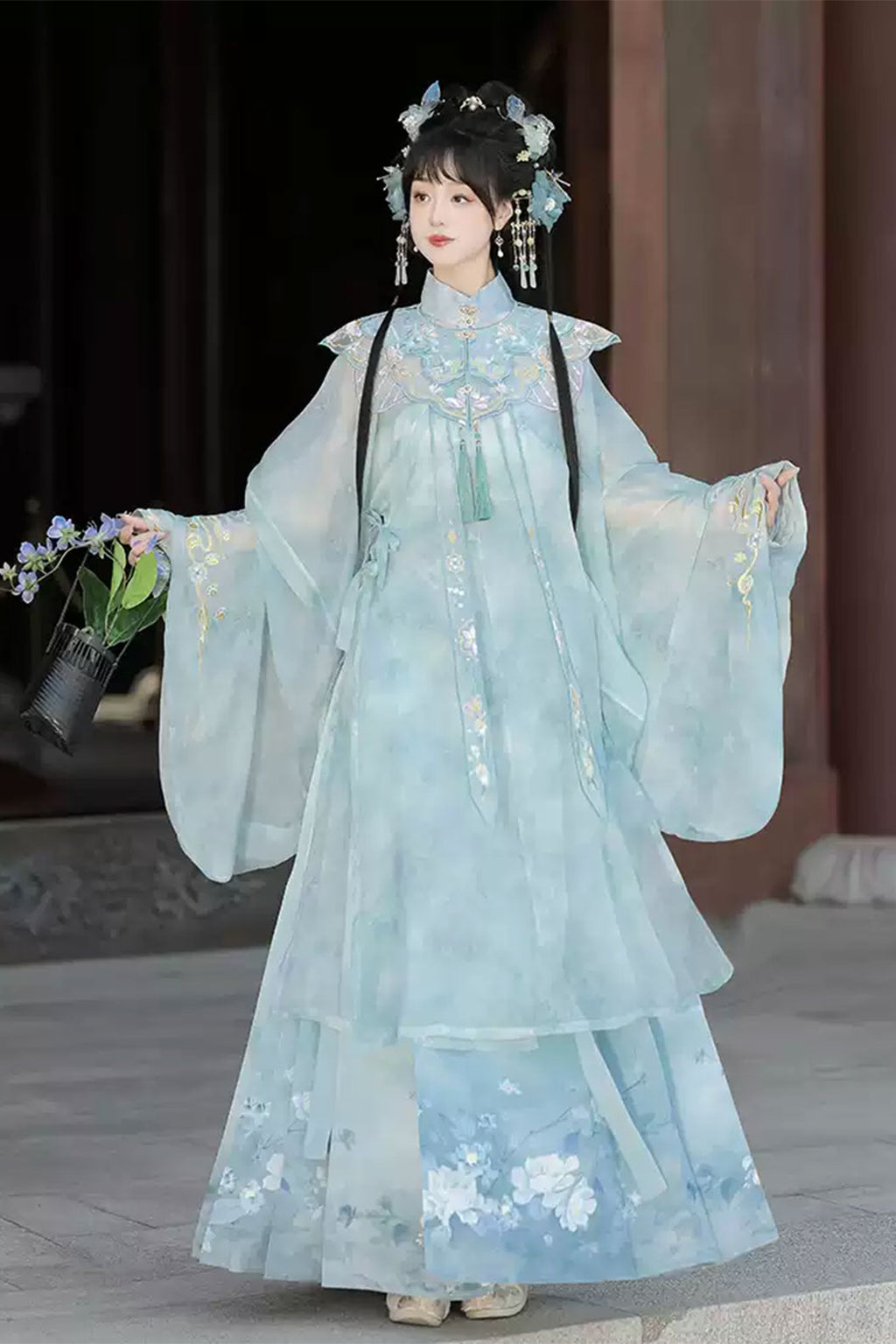 Ming dynasty hanfu mamianqun hanfu dress   with cloud collar - yuzhinian 玉指捻