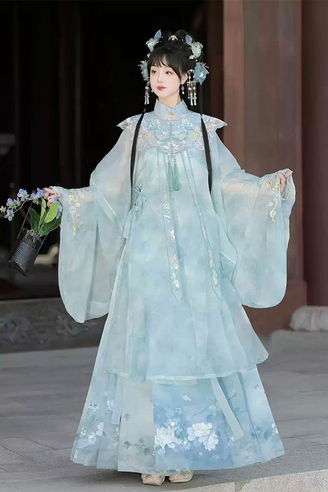 Ming dynasty hanfu mamianqun hanfu dress   with cloud collar - yuzhinian 玉指捻