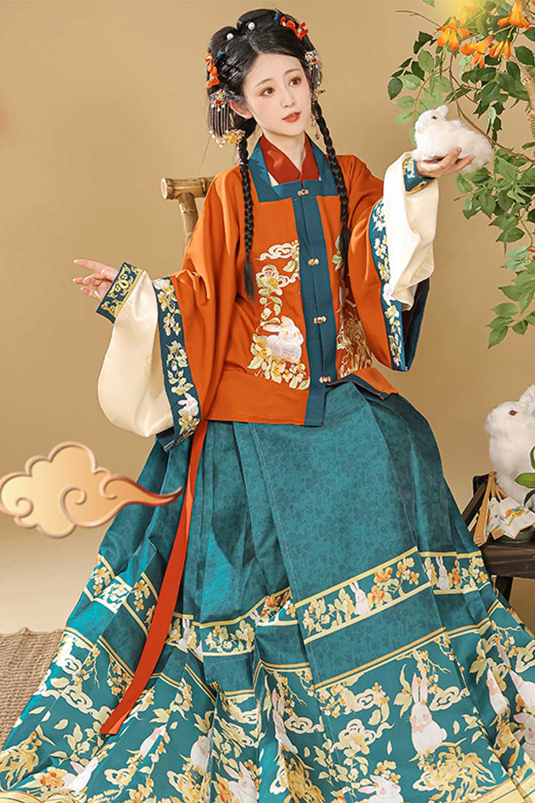 Ming dynasty hanfu mamianqun hanfu dress with pleated - yunshengcuiyu 云笙翠羽