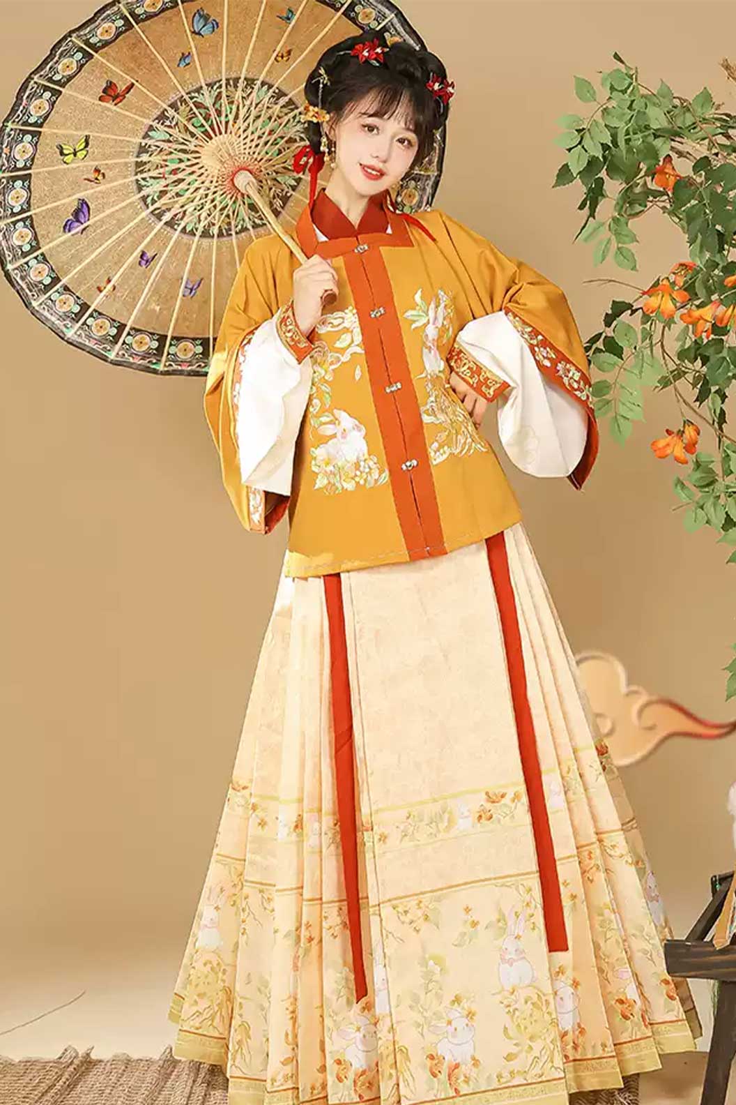 Ming dynasty hanfu mamianqun hanfu dress with pleated - yunshengcuiyu 云笙翠羽
