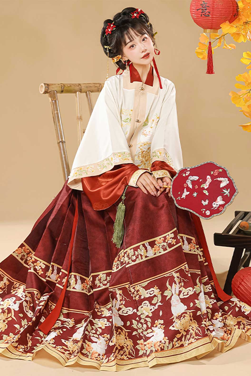 Ming dynasty hanfu mamianqun hanfu dress with pleated - yunshengcuiyu 云笙翠羽