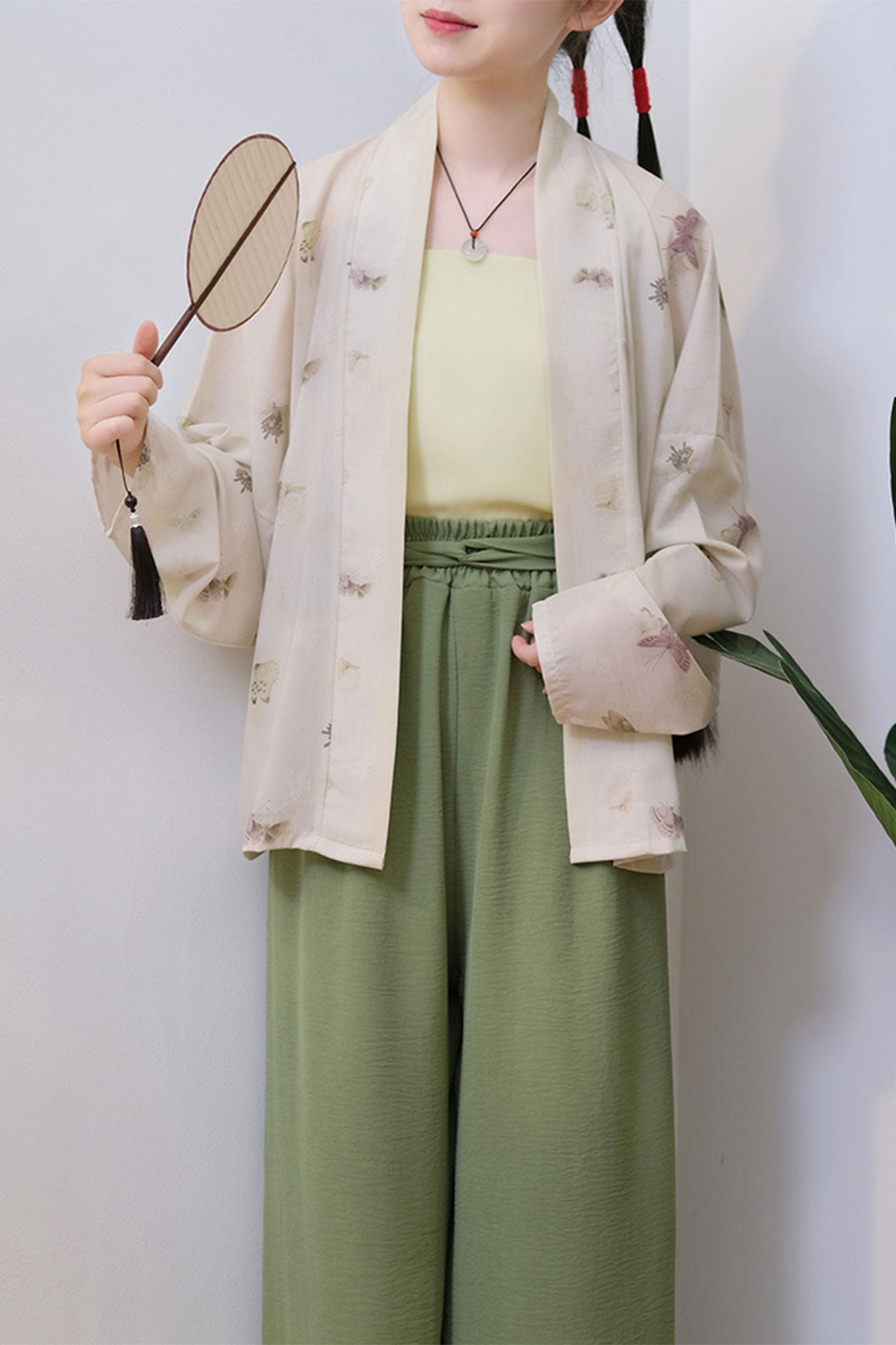 Modern Hanfu in Multi-color Three-piece Set with Song Dynasty Pants Hanfu - qingni 青霓