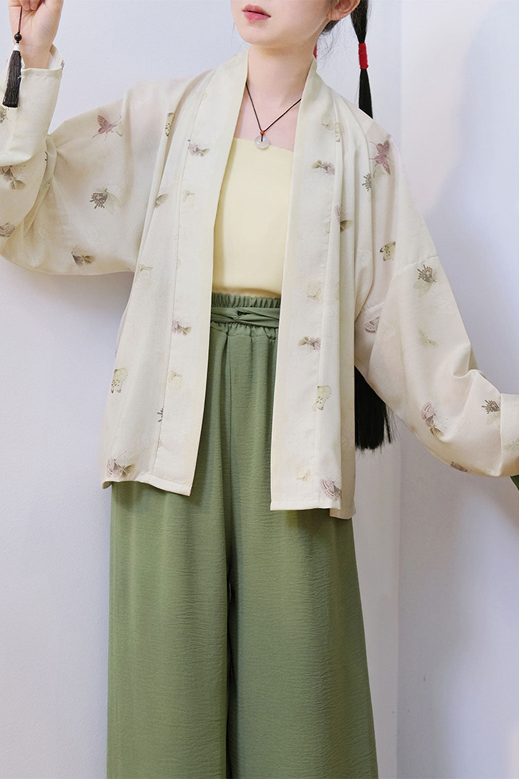 Modern Hanfu in Multi-color Three-piece Set with Song Dynasty Pants Hanfu - qingni 青霓