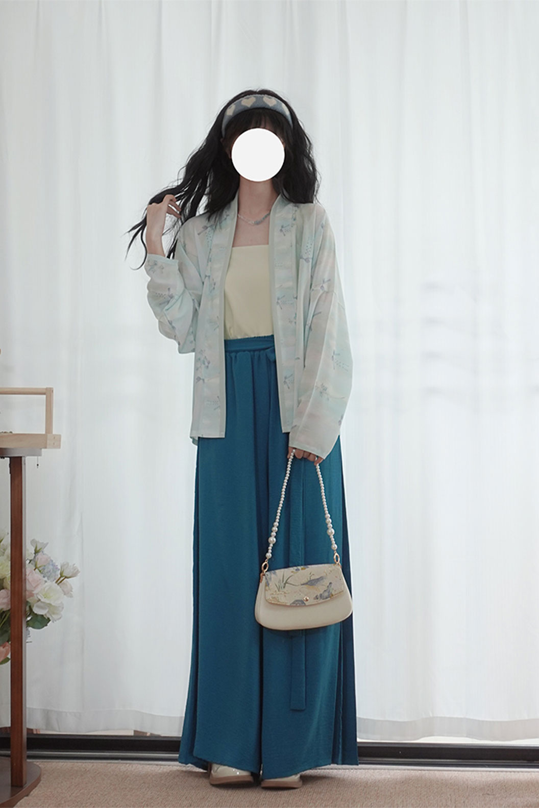 Modern Hanfu in Multi-color Three-piece Set with Song Dynasty Pants Hanfu - qingni 青霓