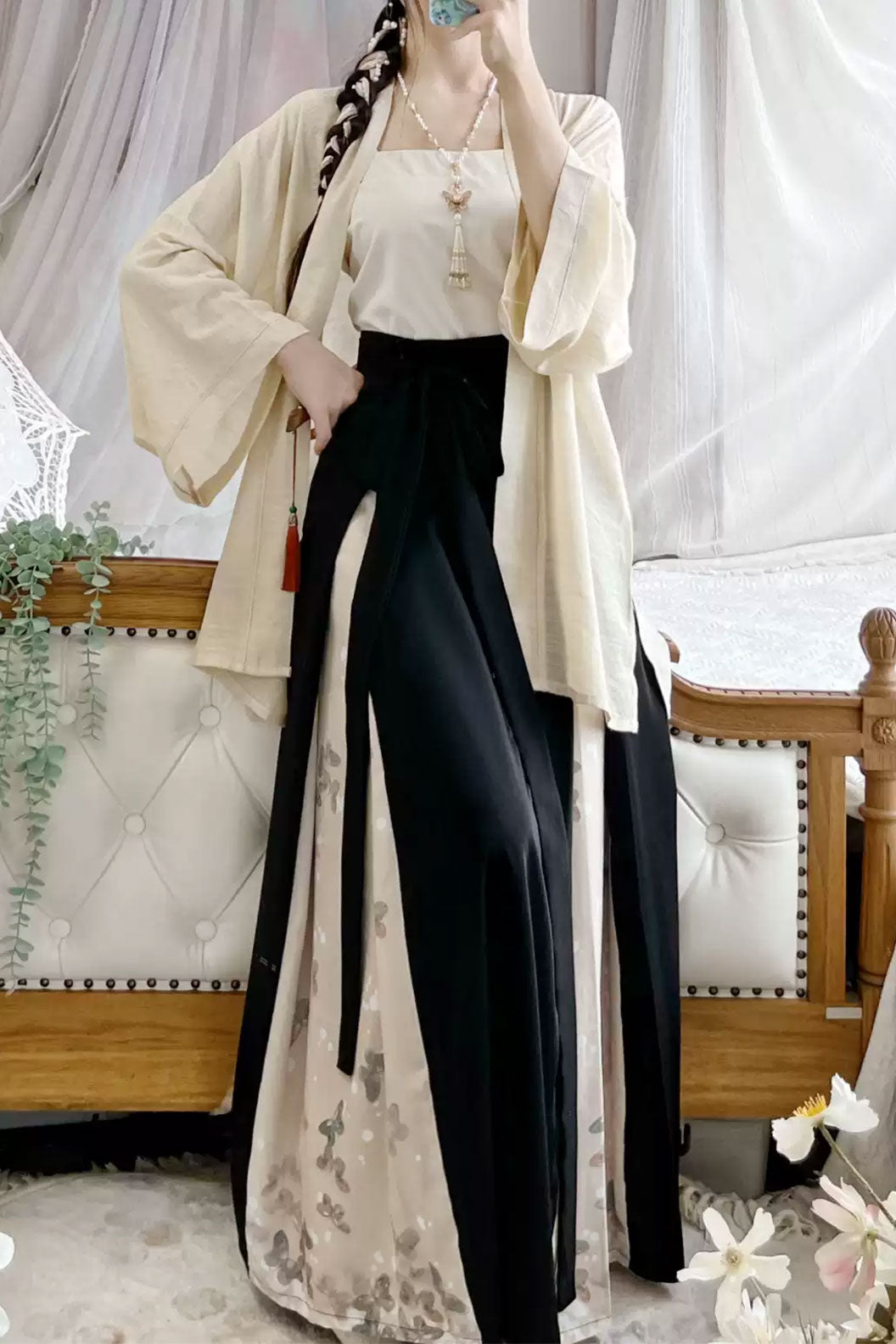 Modern Hanfu  Three-pleated Skirt for Daily Hanfu - landie 蓝蝶