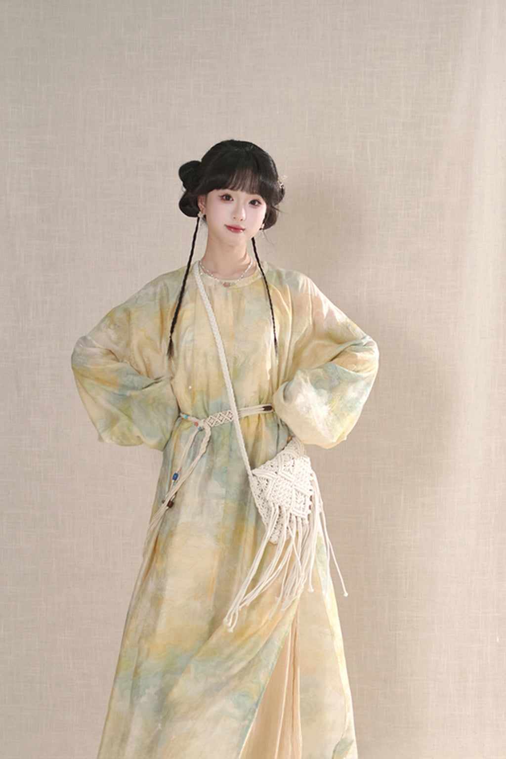 Modern Hanfu Yellow Hanfu Dress with Round Collar Robe and Sun Protection - lirui 梨蕊