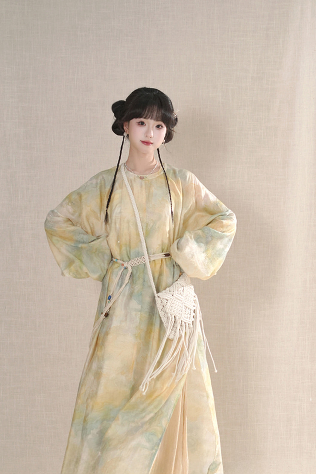 Modern Hanfu Yellow Hanfu Dress with Round Collar Robe and Sun Protection - lirui 梨蕊