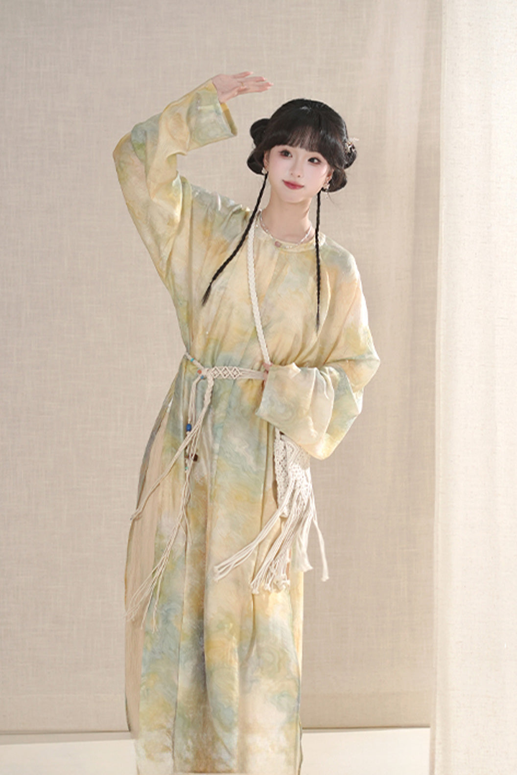 Modern Hanfu Yellow Hanfu Dress with Round Collar Robe and Sun Protection - lirui 梨蕊