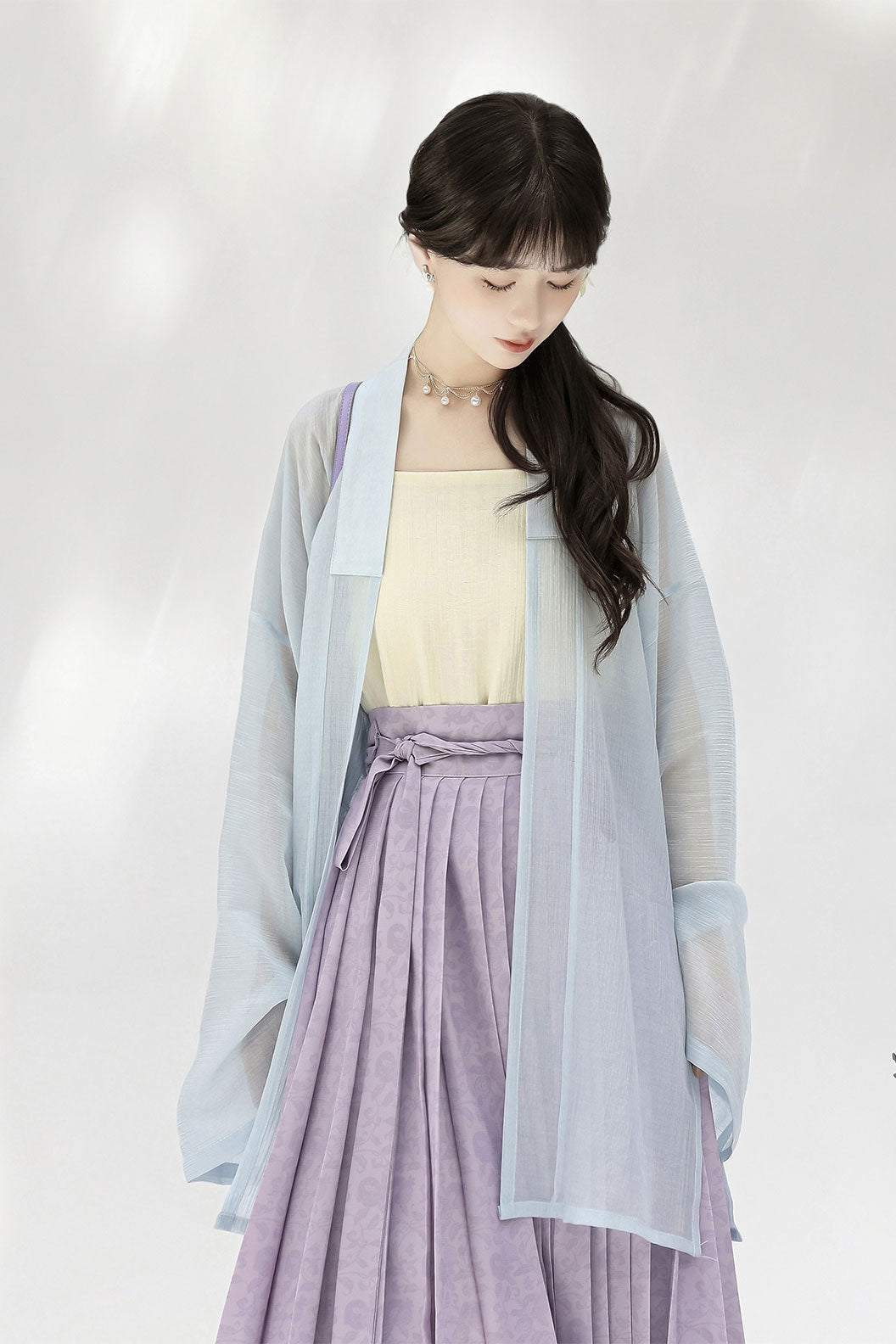 Modern Hanfu with Long Gown withTencel Camisol Chinese style - xiachan夏蝉