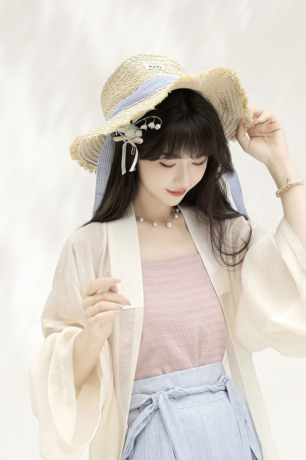 Modern Hanfu with Long Gown withTencel Camisol Chinese style - xiachan夏蝉