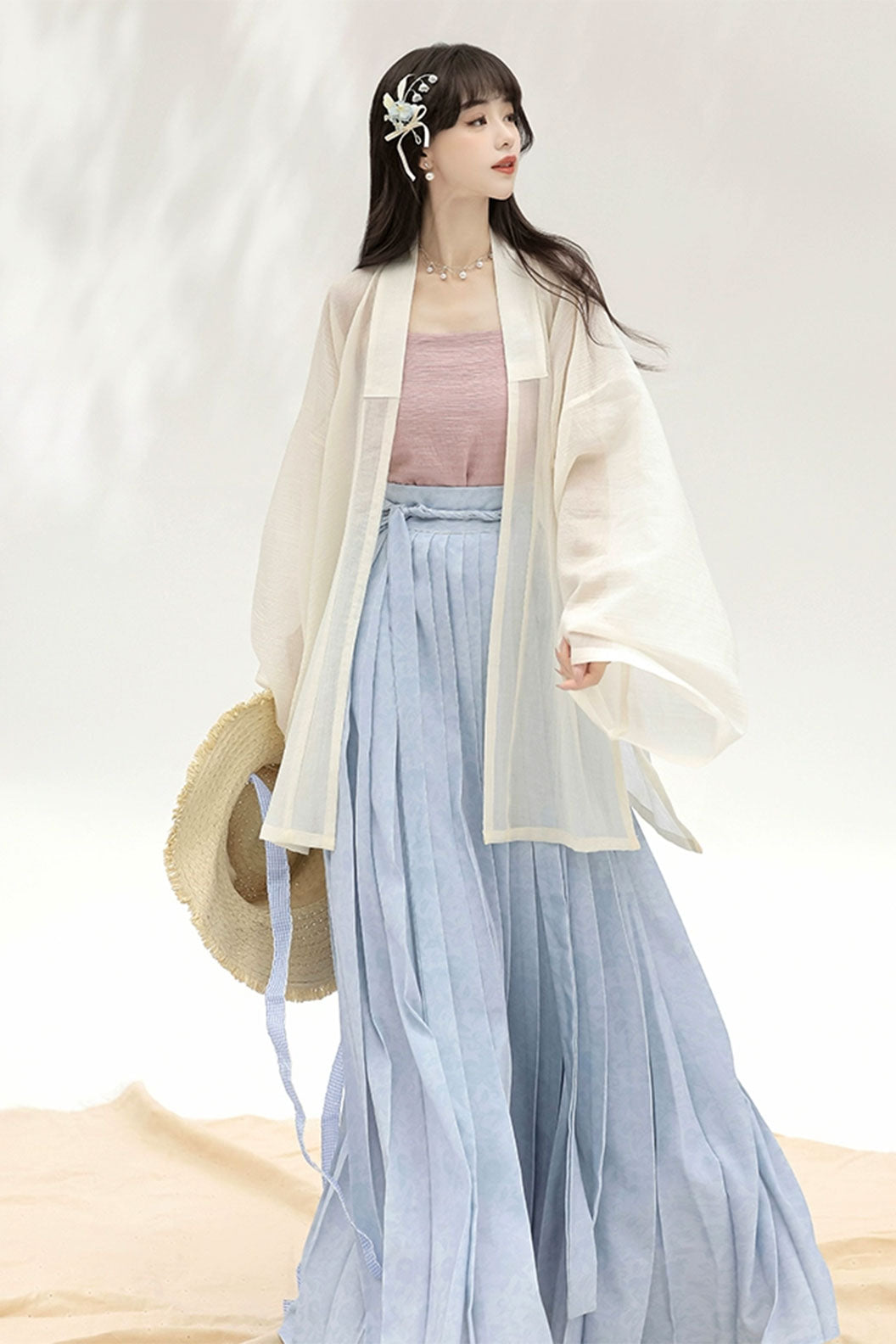 Modern Hanfu with Long Gown withTencel Camisol Chinese style - xiachan夏蝉