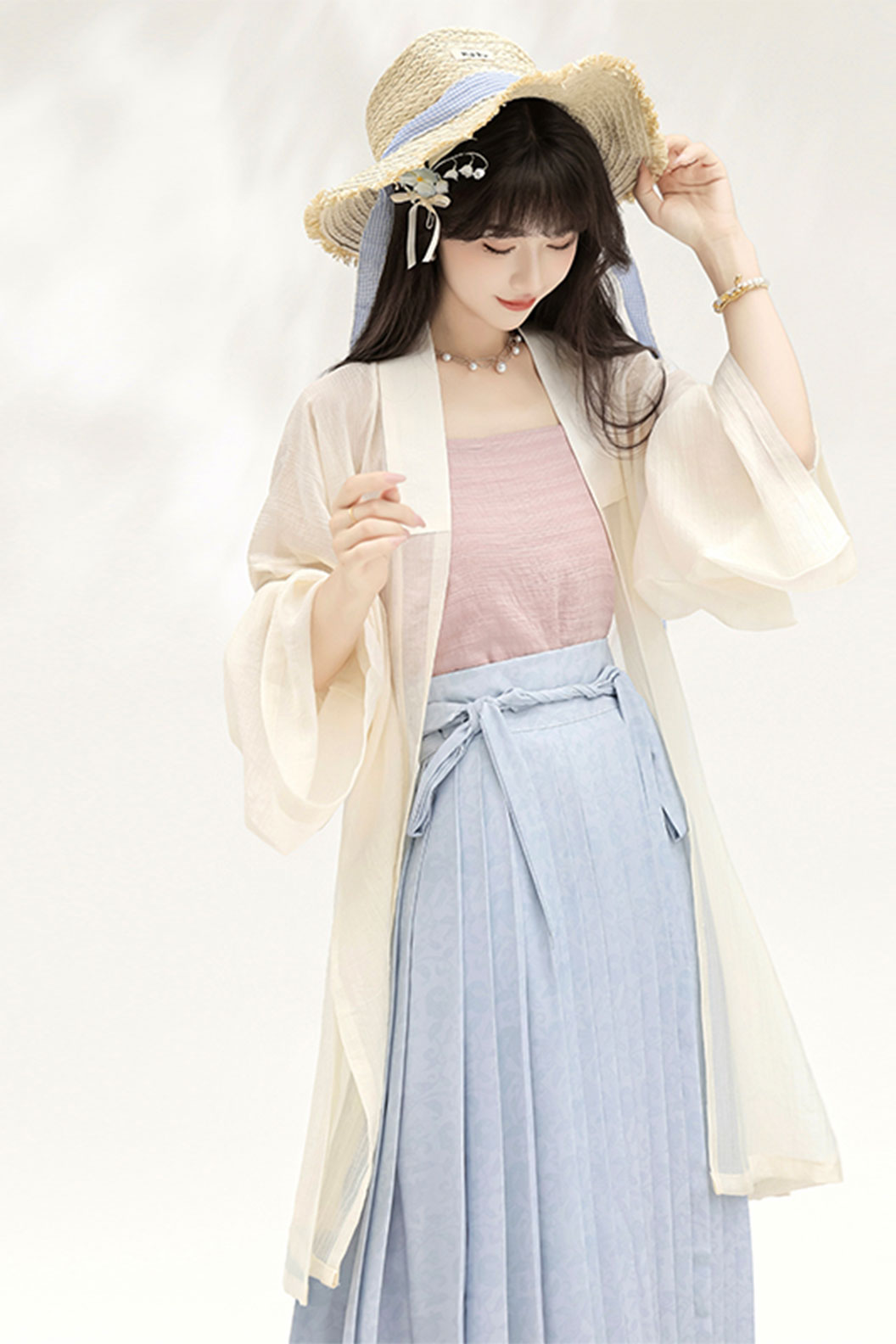 Modern Hanfu with Long Gown withTencel Camisol Chinese style - xiachan夏蝉