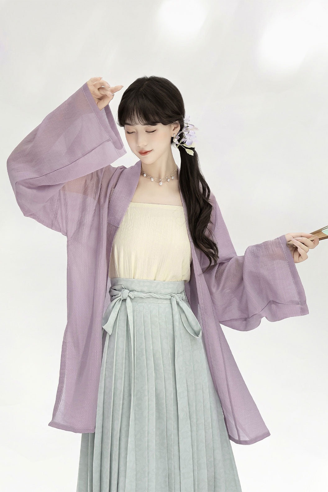 Modern Hanfu with Long Gown withTencel Camisol Chinese style - xiachan夏蝉