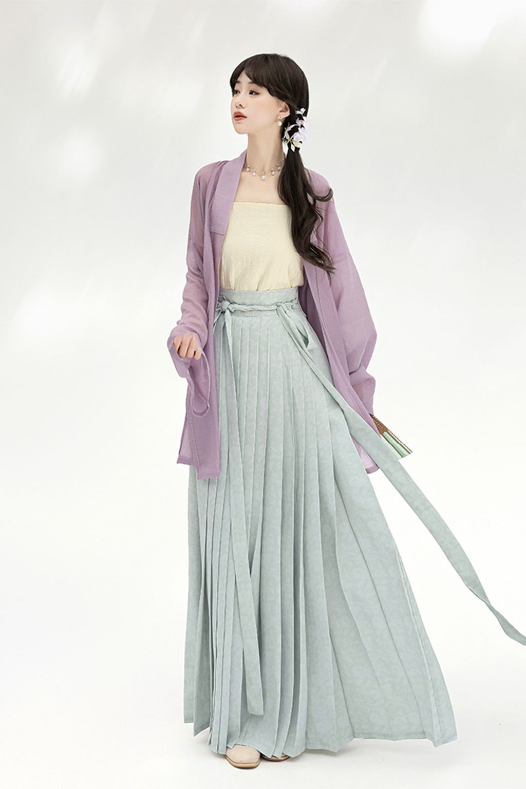 Modern Hanfu with Long Gown withTencel Camisol Chinese style - xiachan夏蝉