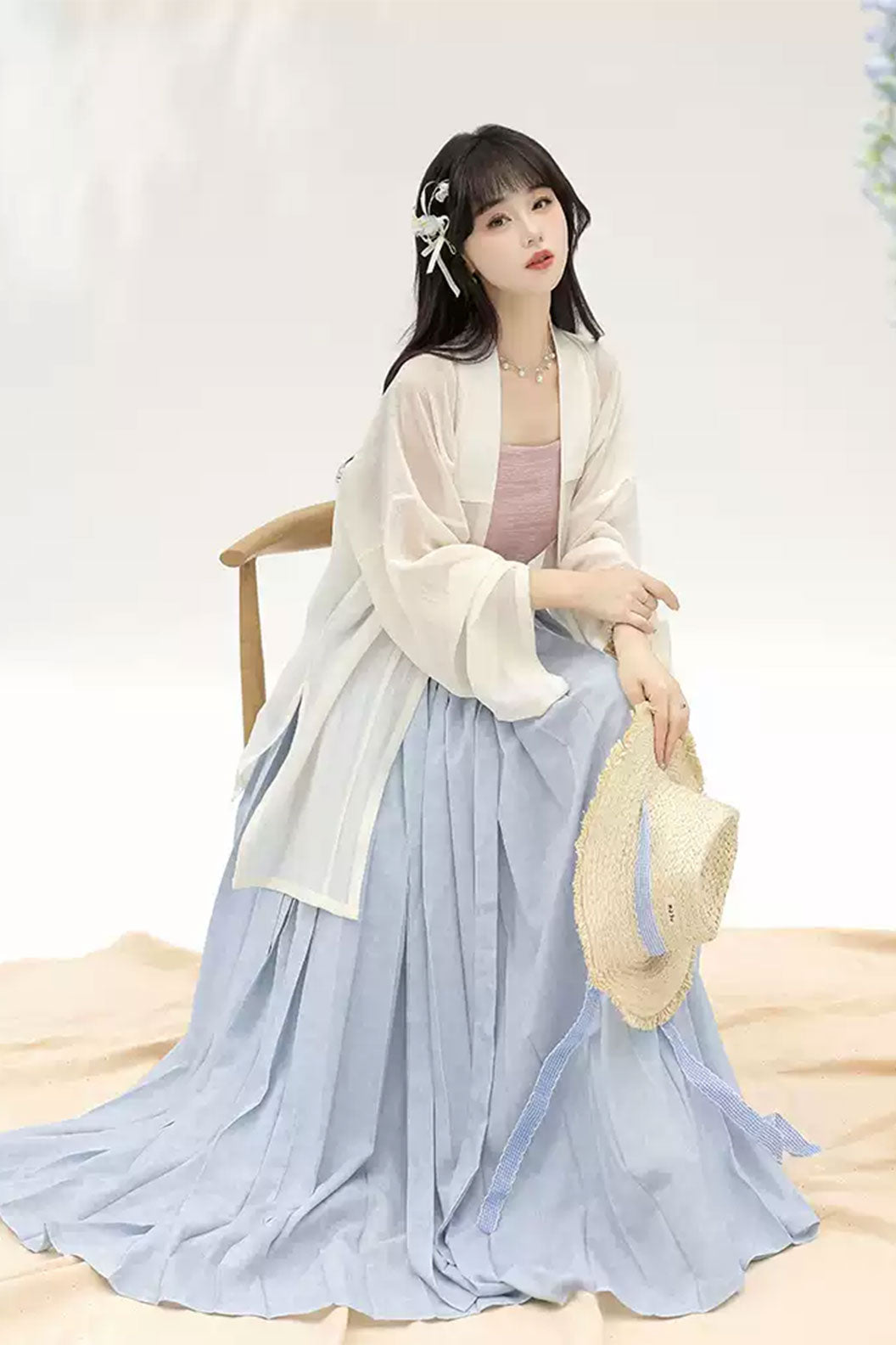 Modern Hanfu with Long Gown withTencel Camisol Chinese style - xiachan夏蝉