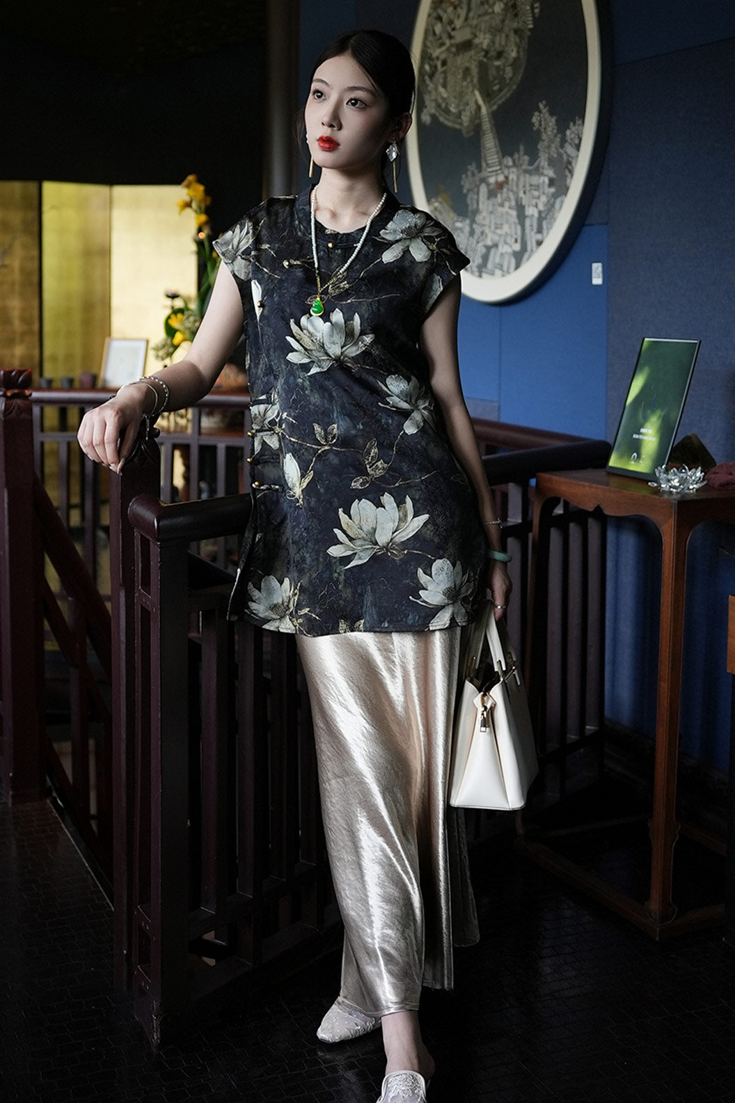 Modern Hanfu New Chinese Style Sleeveless Blouse Ao Dai High End Hanfu Dress - yudai 玉黛