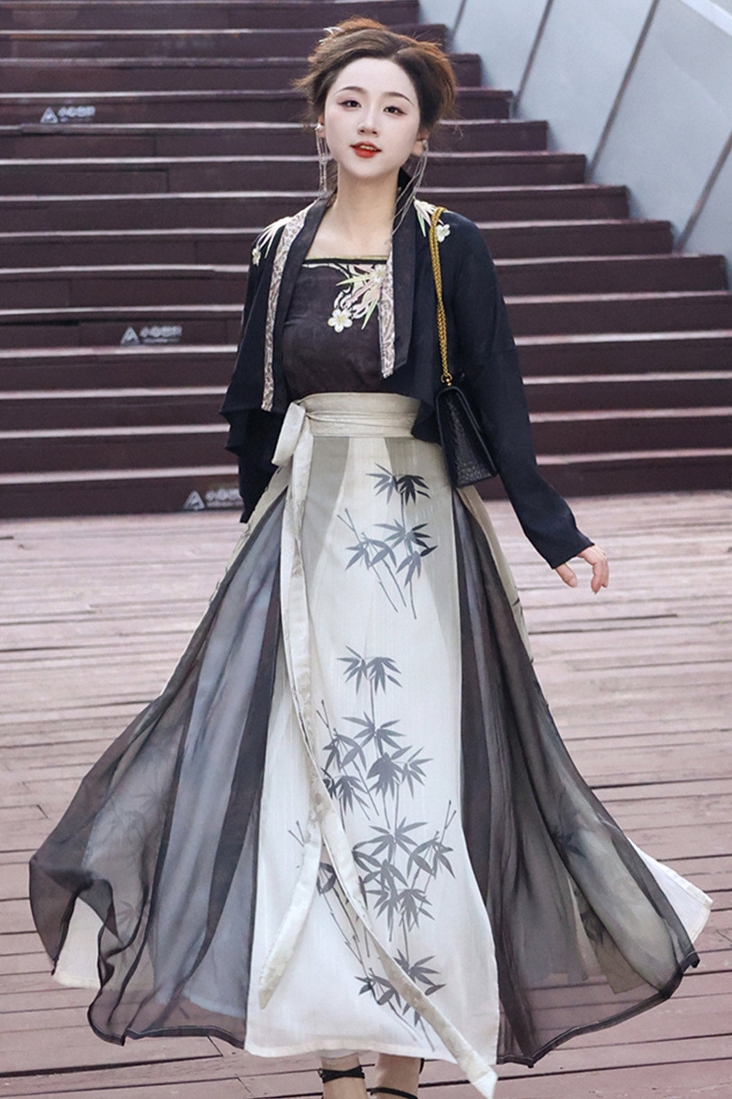 Modern Hanfu Women’s Sipo Sanjian Skirt  New Chinese Style Hanfu Dress - hengqu 横渠