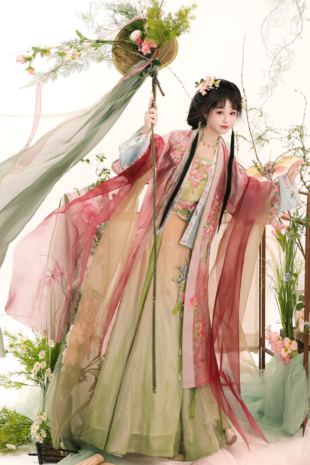 Song Dynasty Embroidered Changbizi Ruqun Hanfu Dress - yingshi 莺时