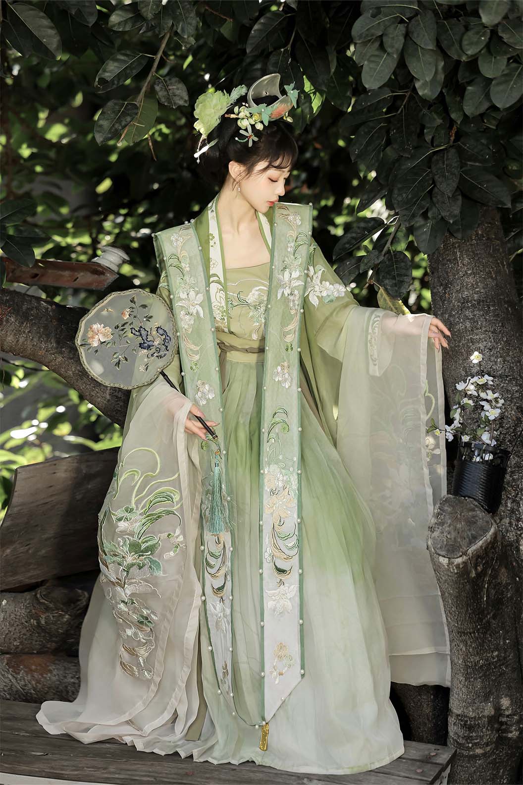 Song dynasty hanfu embroidered wide-sleeved robe hanfu dress for summer - chunshankong 春山空