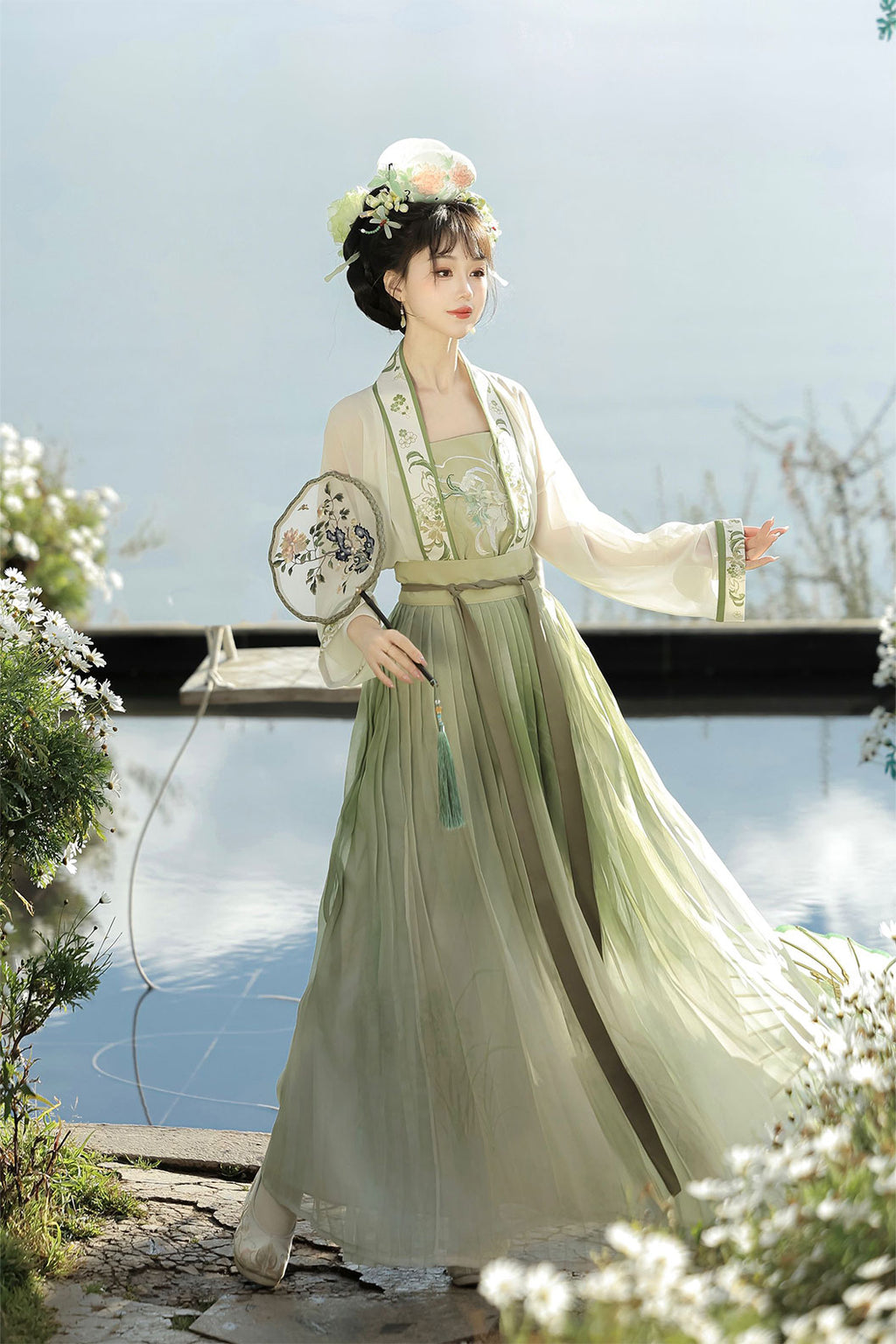 Song dynasty hanfu embroidered wide-sleeved robe hanfu dress for summer - chunshankong 春山空