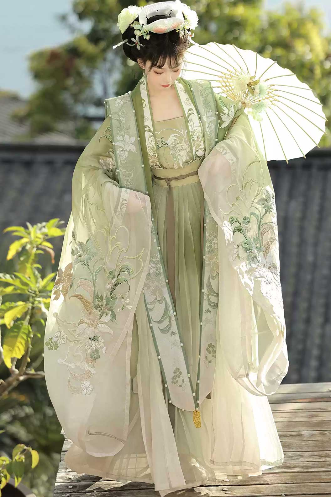 Song dynasty hanfu embroidered wide-sleeved robe hanfu dress for summer - chunshankong 春山空