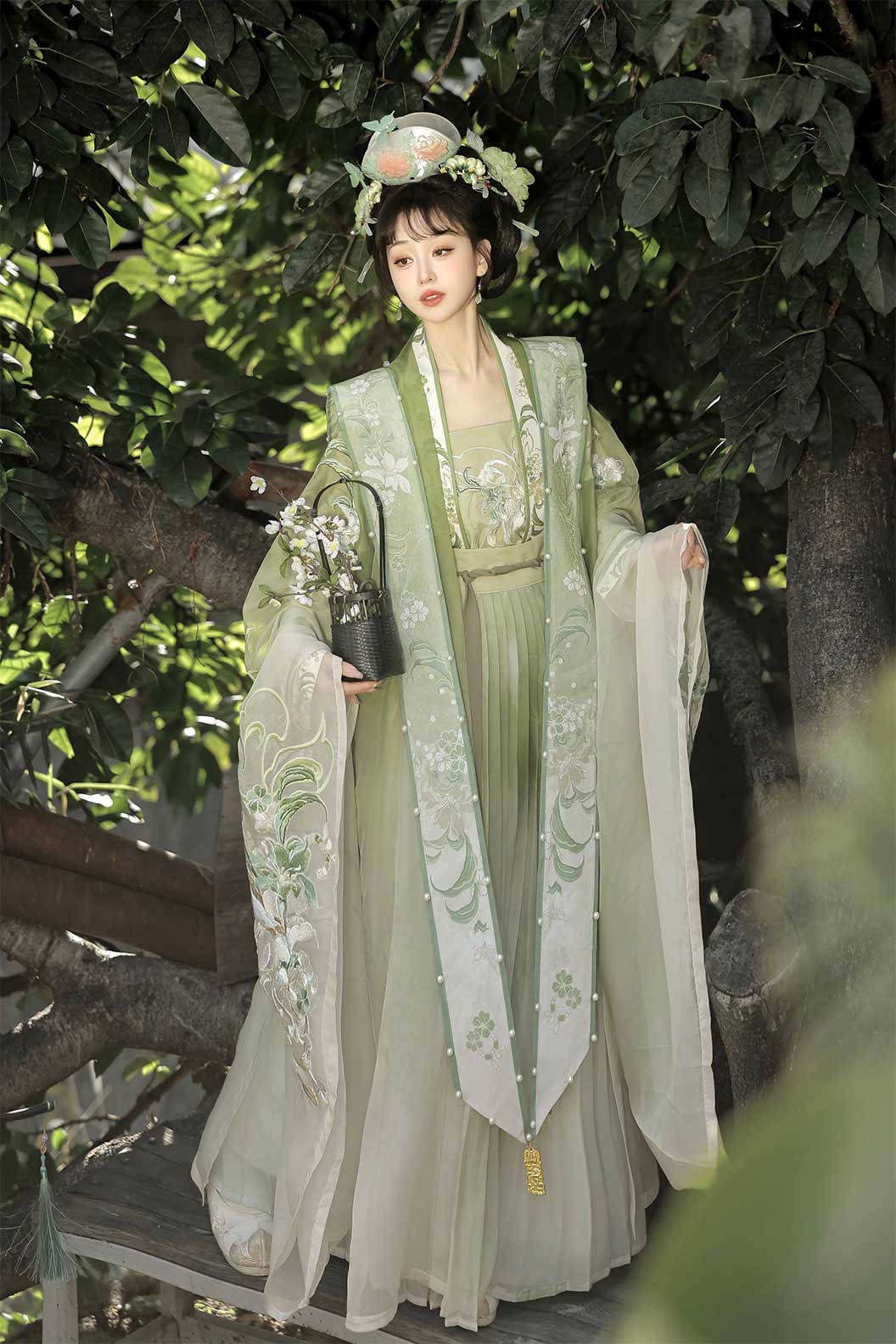 Song dynasty hanfu embroidered wide-sleeved robe hanfu dress for summer - chunshankong 春山空