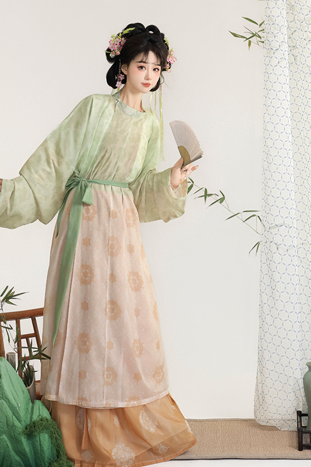 Tang Dynasty Blue Hanfu Dress with Lantern Pants and Pleated Skirt - taohongliulv 桃红柳绿